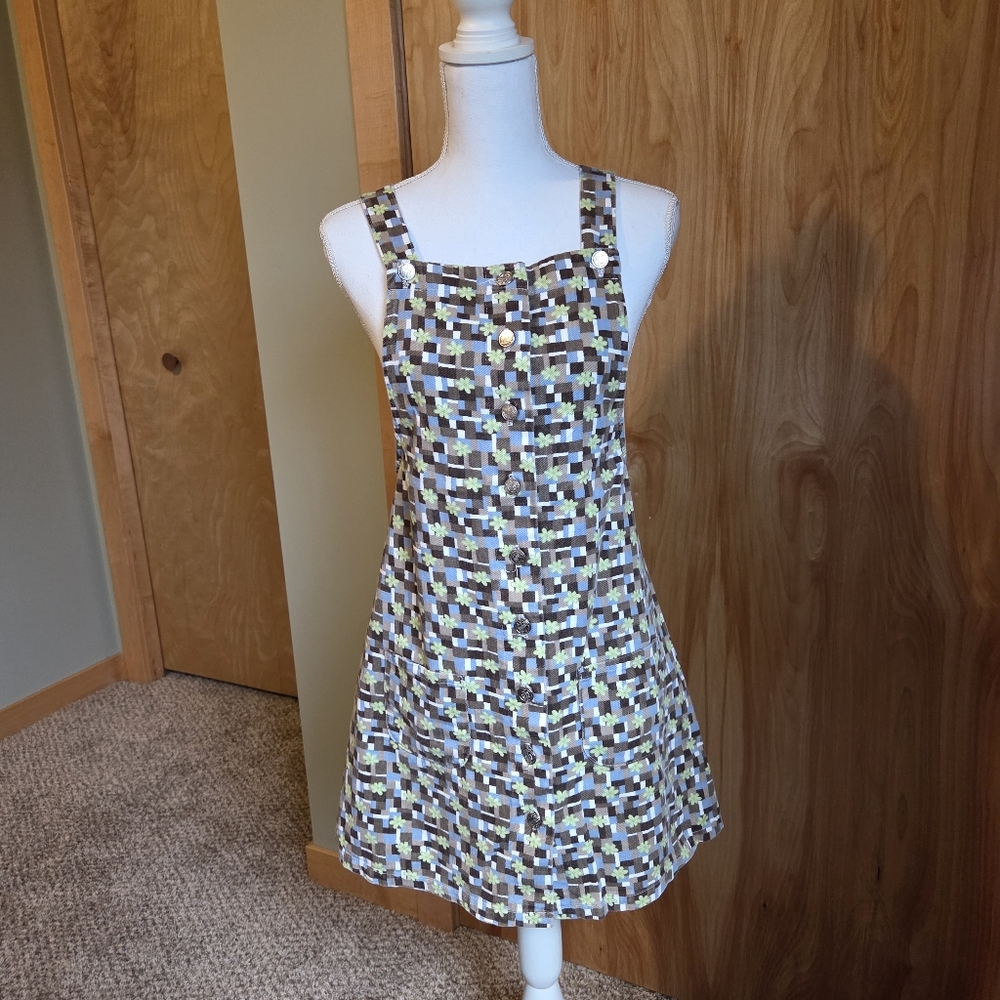 Vintage 80s Floral overall mini Dress